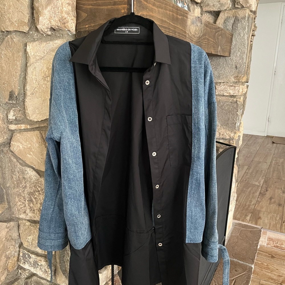 Maniere De Voir Black and Blue Shirt Jacket